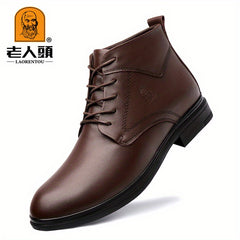 Men's Low Heel Ankle Boots Lace up Boots Casual Walking Shoes