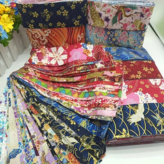 40pcs Vibrant Japanese Kimono Fabric Strips Floral Geometric Patterns DIY Crafts