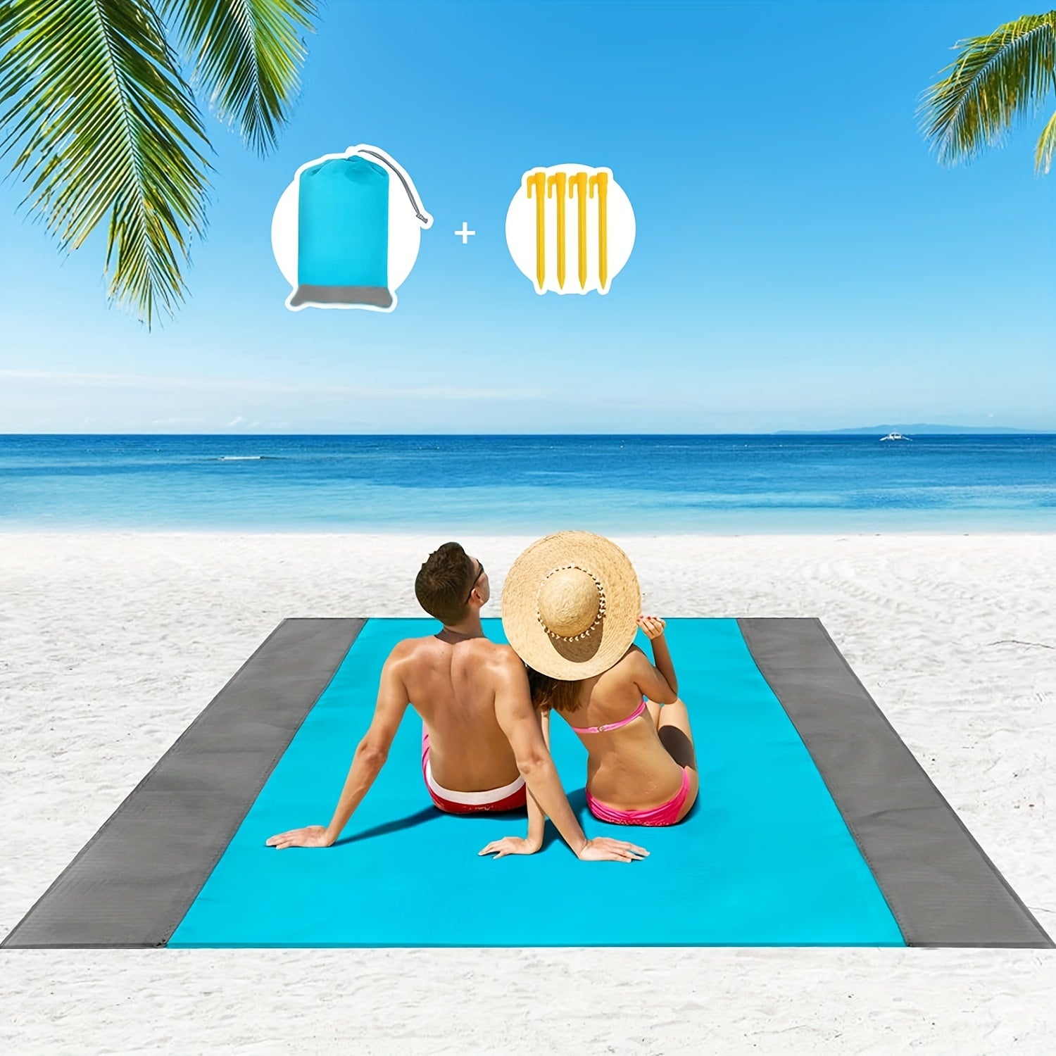 Waterproof & Sandproof Beach Blanket for 5-8 Adults, Lightweight & Portable