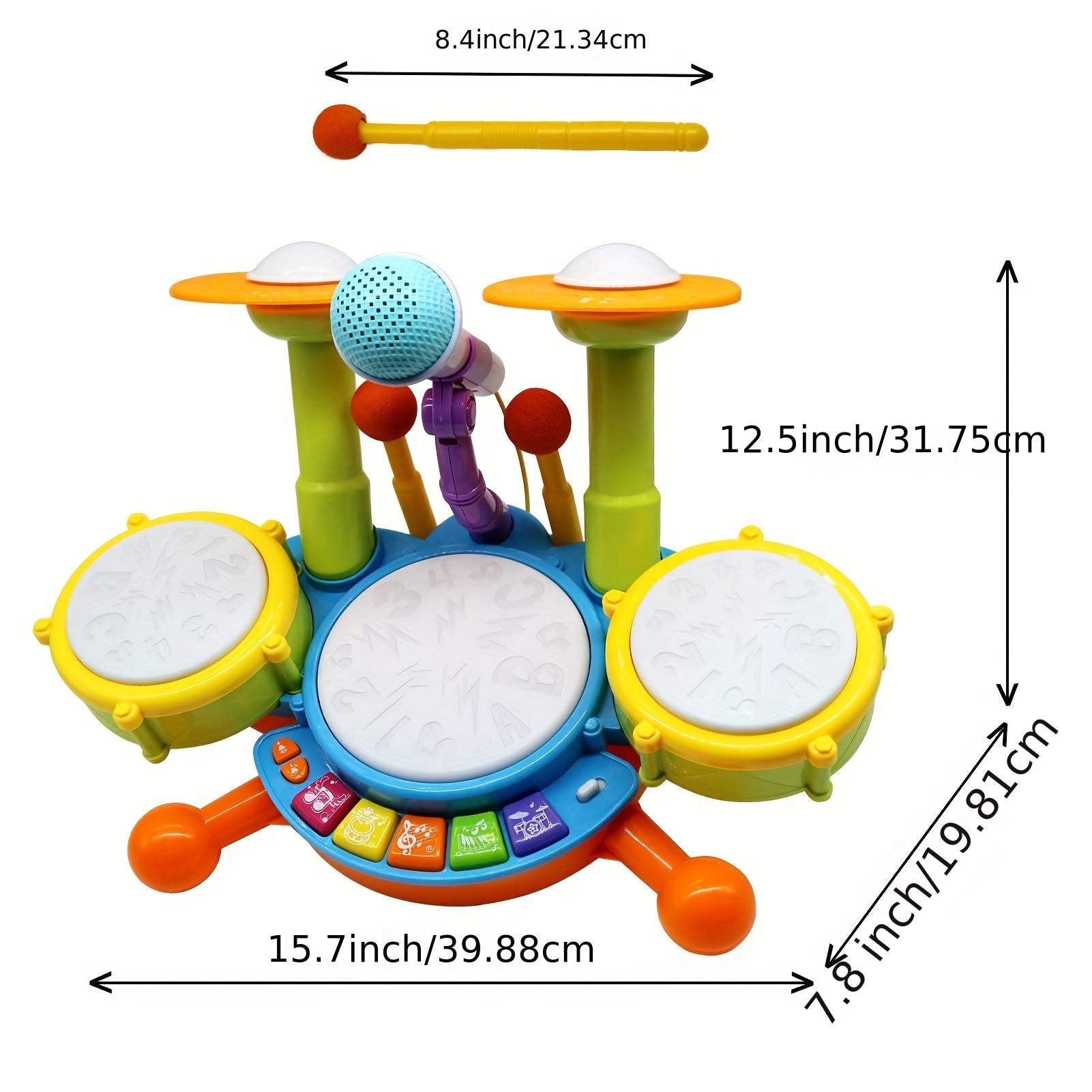 Drum Set Musical Toys for Toddlers with Microphone