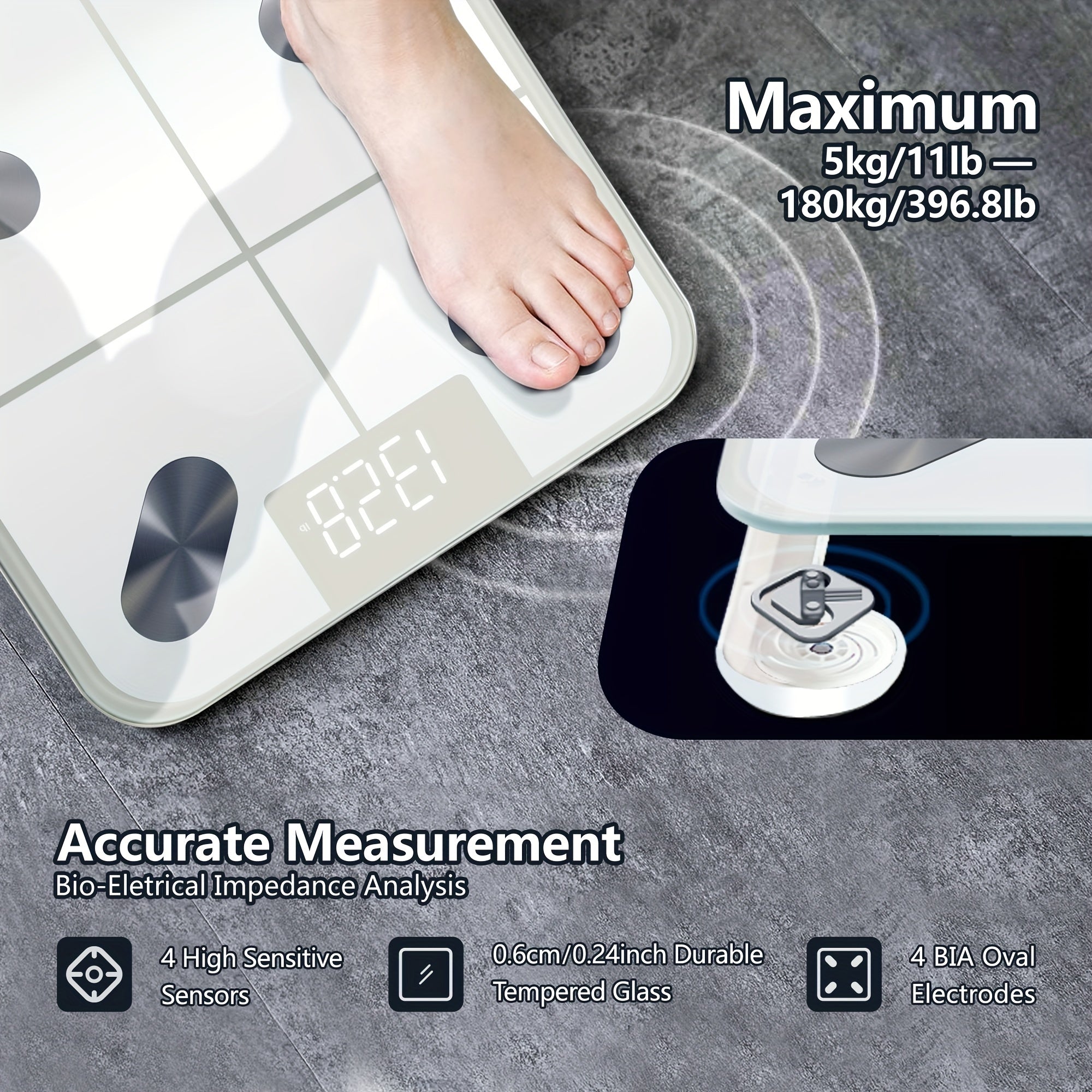Smart Body Fat Scale Digital Bathroom Scale with Smartphone App
