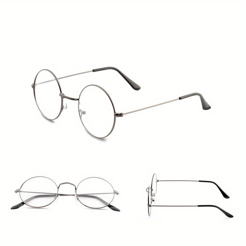 Round Clear Lens Glasses For Women Men Students Metal Myopia Spectacles