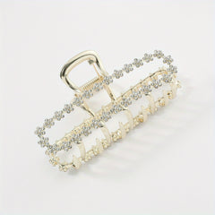 Faux Pearl Rhinestone Hair Claw Ponytail Holder