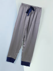 Striped Lace Trim Sleep Bottoms Casual & Comfy Bow Decor Sleep Pants
