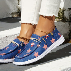 Women's Star Pattern Canvas Shoes Casual Lace Up Outdoor Shoes