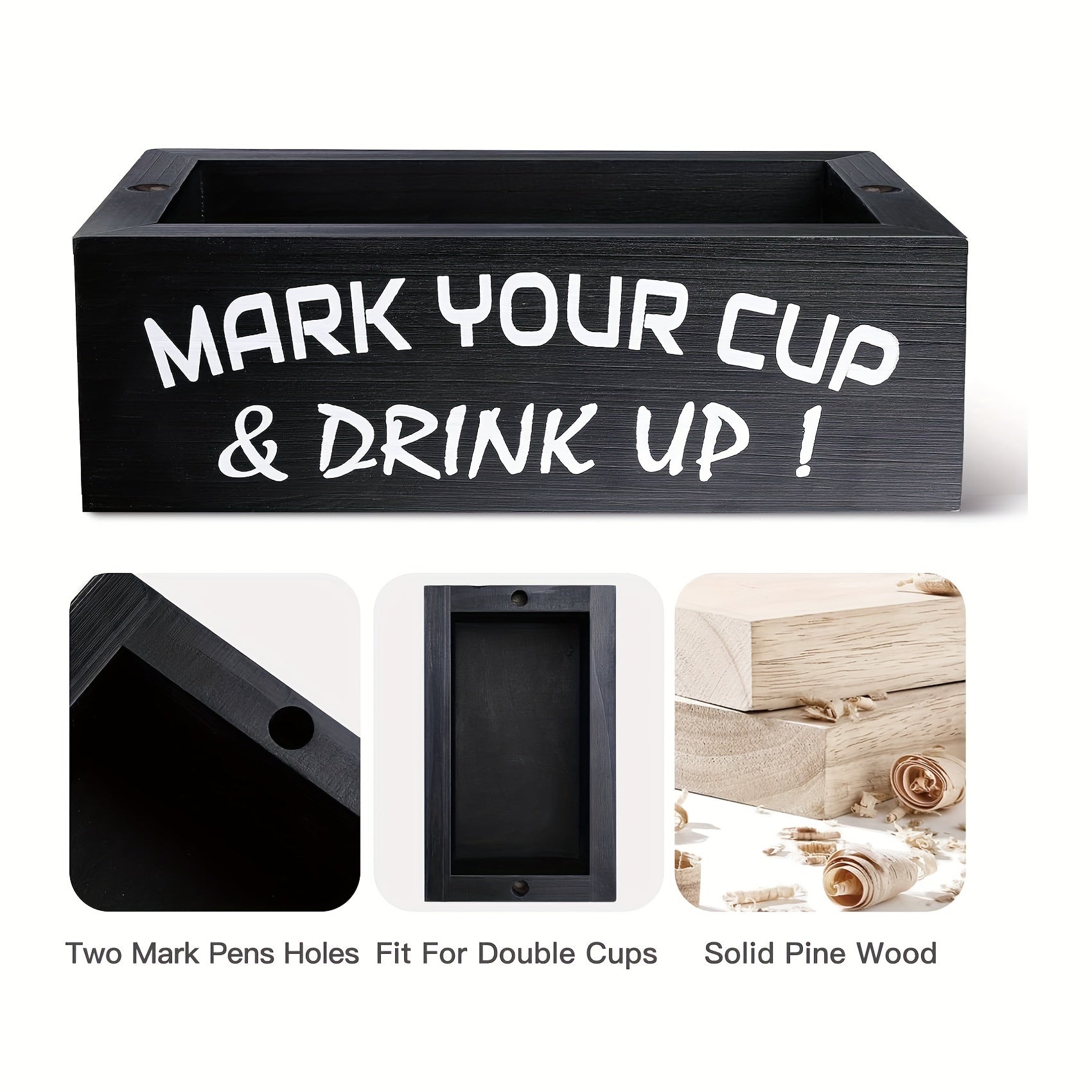 Wooden Cup Dispenser Holder Leak-Proof Kitchen Bathroom Organizer