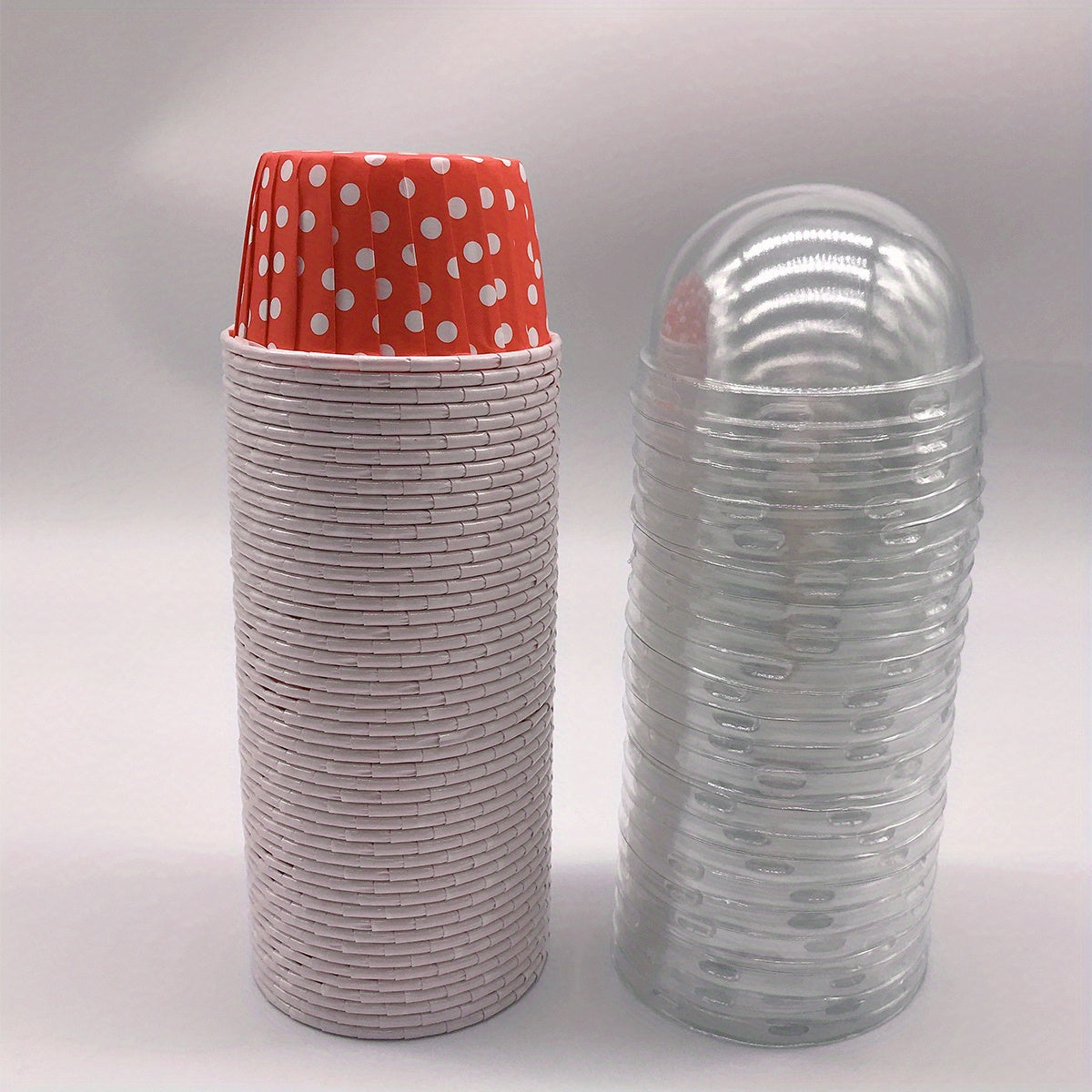 50pcs Cake Cups With Lids Curled Edge Cake Cups Heat Resistant