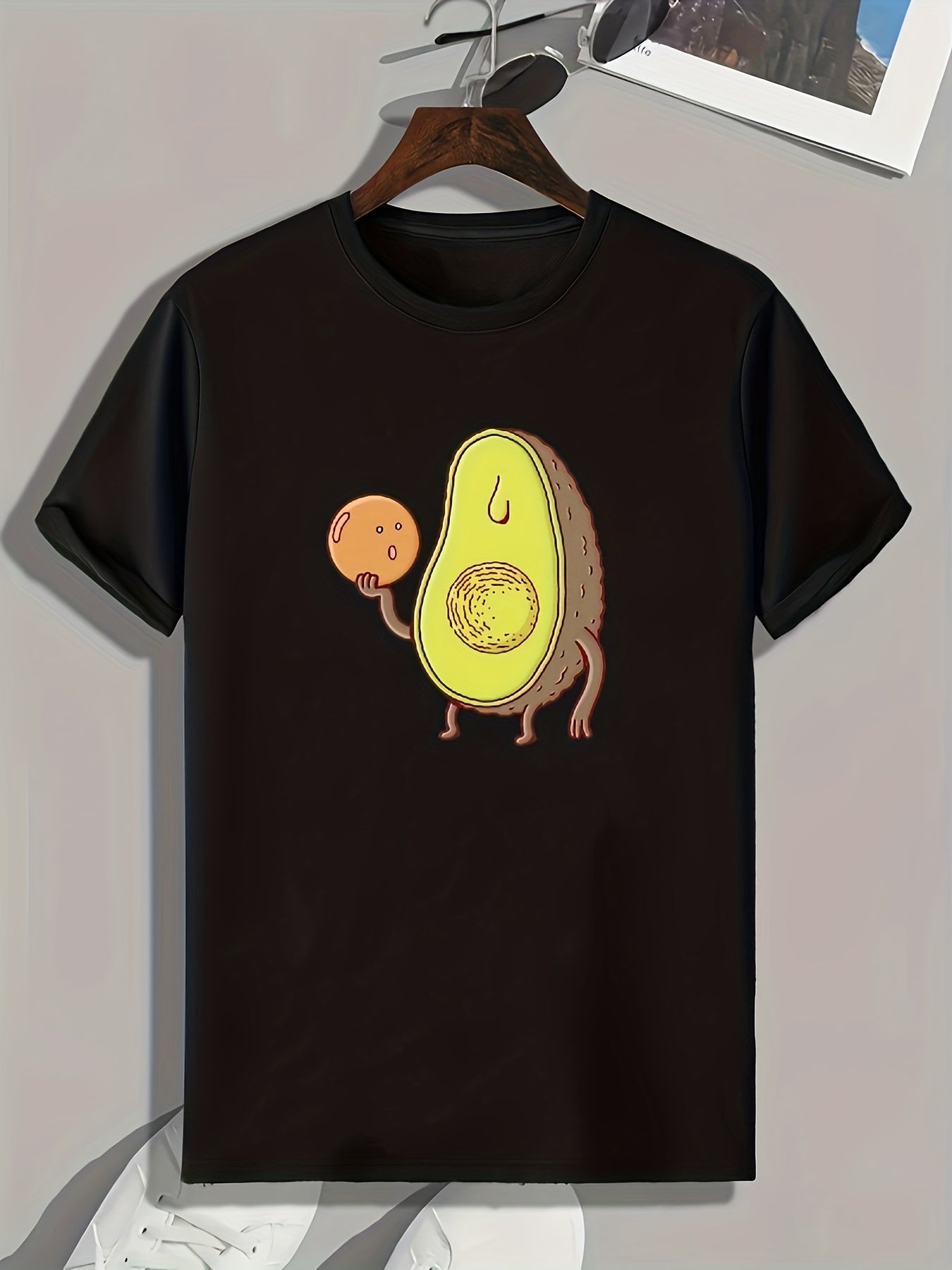 Avocado Pattern Print Men's Comfy Sports T-shirt Outdoor Clothes