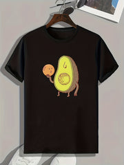 Avocado Pattern Print Men's Comfy Sports T-shirt Outdoor Clothes