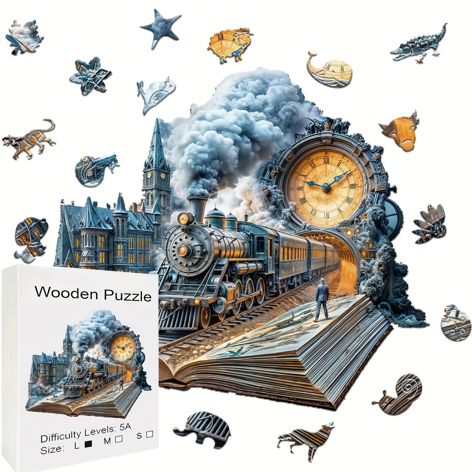 3D Shape Puzzle Brain Booster Wooden Puzzle Steampunk Gears
