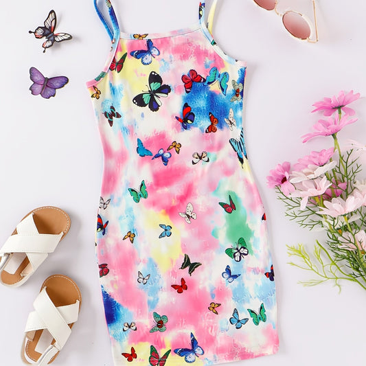 Girls Butterfly Tie Dye Cami Dress for Party Holiday