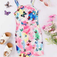 Girls Butterfly Tie Dye Cami Dress for Party Holiday
