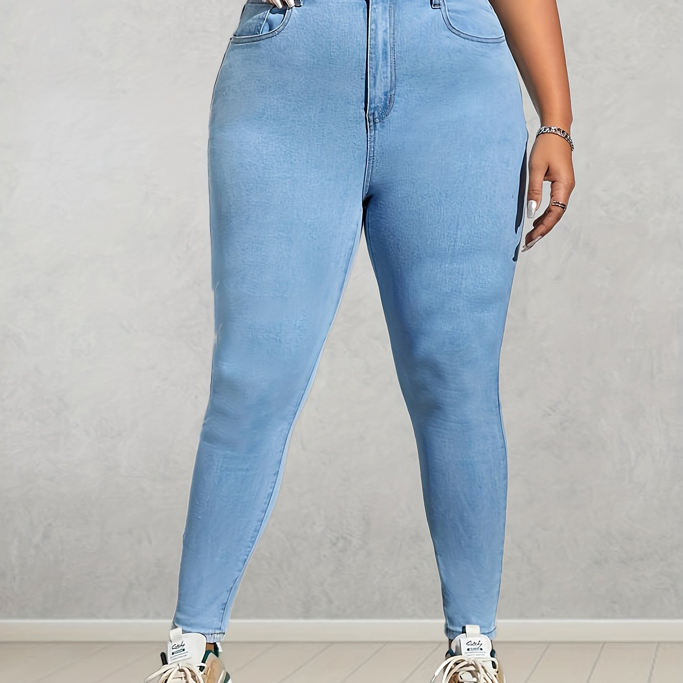 Plus Size High Rise Skinny Jeans with Button Fly
