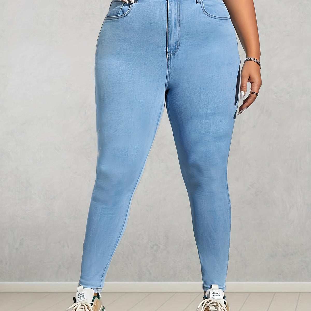 Plus Size High Rise Skinny Jeans with Button Fly