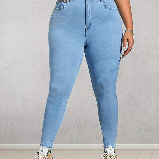 Plus Size High Rise Skinny Jeans with Button Fly