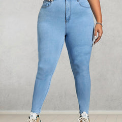 Plus Size High Rise Skinny Jeans with Button Fly