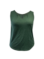  Solid Round Neck Stretch Tank Top