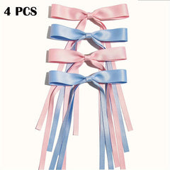 4pcs Ribbon Bow Hair Clip Sweet Duck Billed Clip