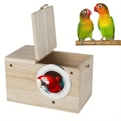 Wooden Bird Breeding Box for Lovebirds Cockatiels Budgies Conures