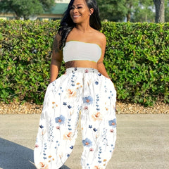  Boho Pants Women's Plus Floral Print Harem Pants