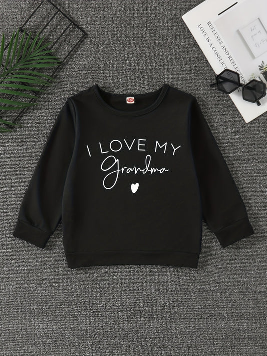 I LOVE MY GRANDMA Letter Print Boys Sweatshirt
