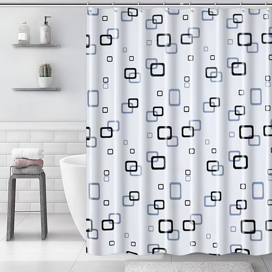 Small Checkered Shower Curtain PEVA Waterproof with Hooks Bathroom Accessories