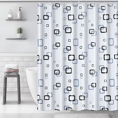 Small Checkered Shower Curtain PEVA Waterproof with Hooks Bathroom Accessories