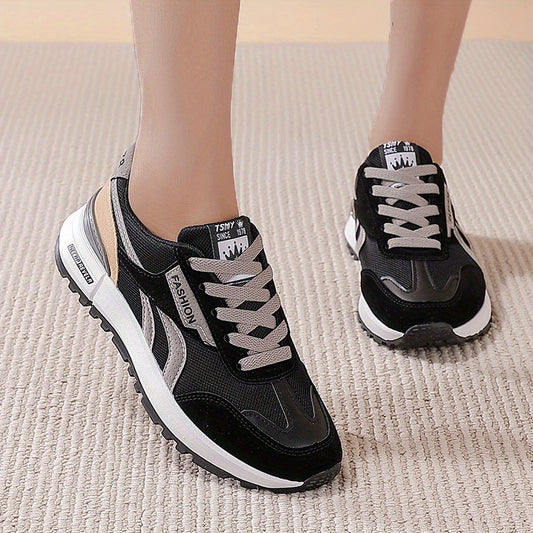 Colorblock Mesh Lace Up Low Top Sneakers