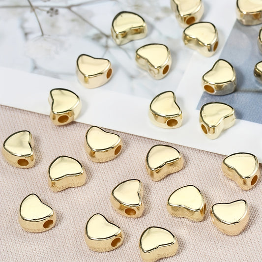 100pc Love Heart CCB Bead Gold Plated Spacer Jewelry Making DIY Charms