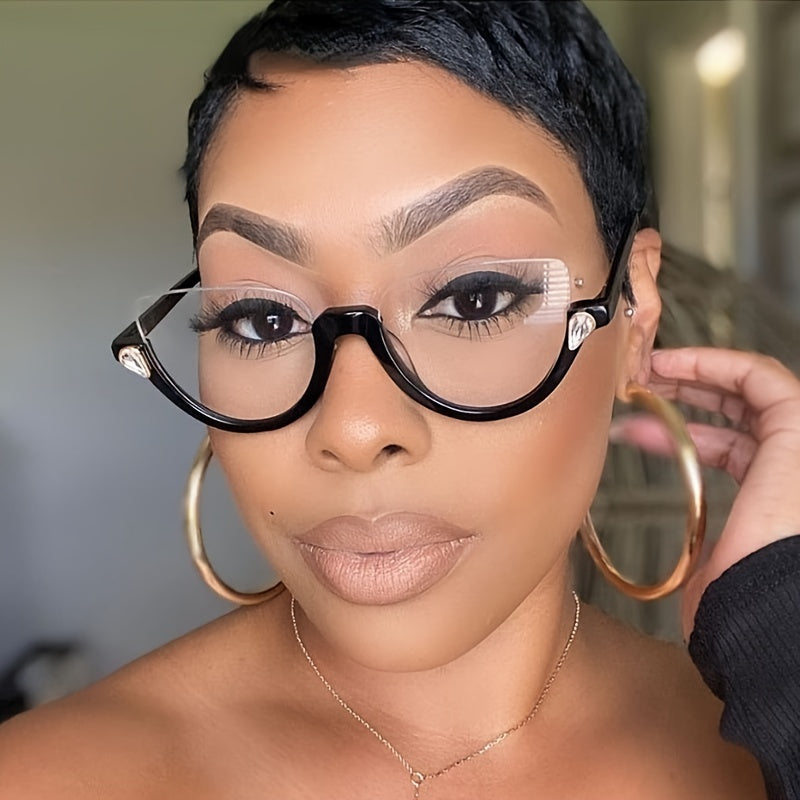 Y2K Cat Eye Frame Glass Women Half Rim Eyeglass Frame