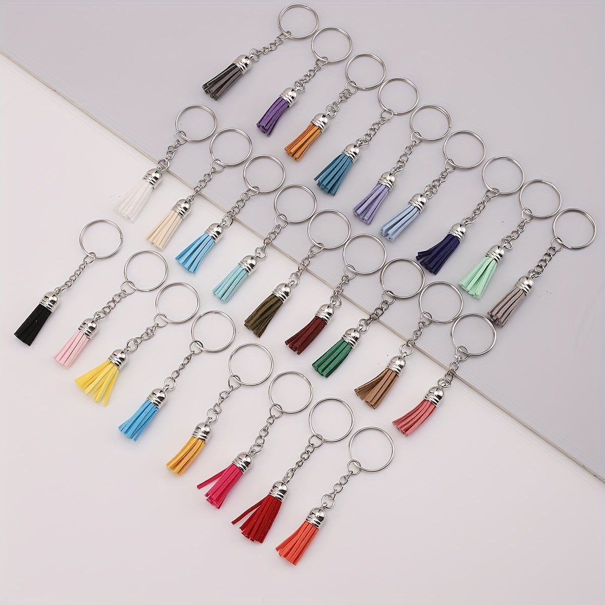 32pcs Candy Tassel Keychain Leather Key Ring Bag Charm Birthday Party Favors