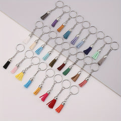 32pcs Candy Tassel Keychain Leather Key Ring Bag Charm Birthday Party Favors