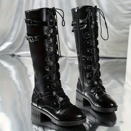 Women's Knee High Lace Up Riding Boots