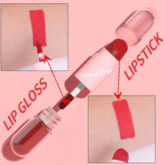 2 in 1 Matte Lipstick & Lip Gloss, Rich Lip Tint - 18 Colors