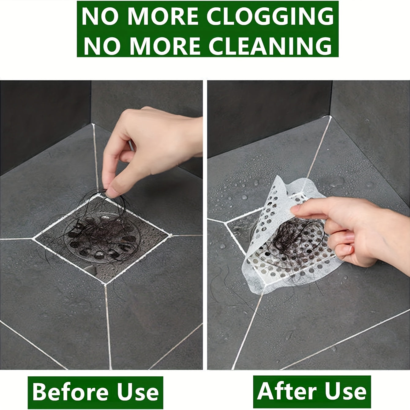 10pcs Disposable Floor Drain Stickers Mesh Shower Drain Covers Hair Catchers