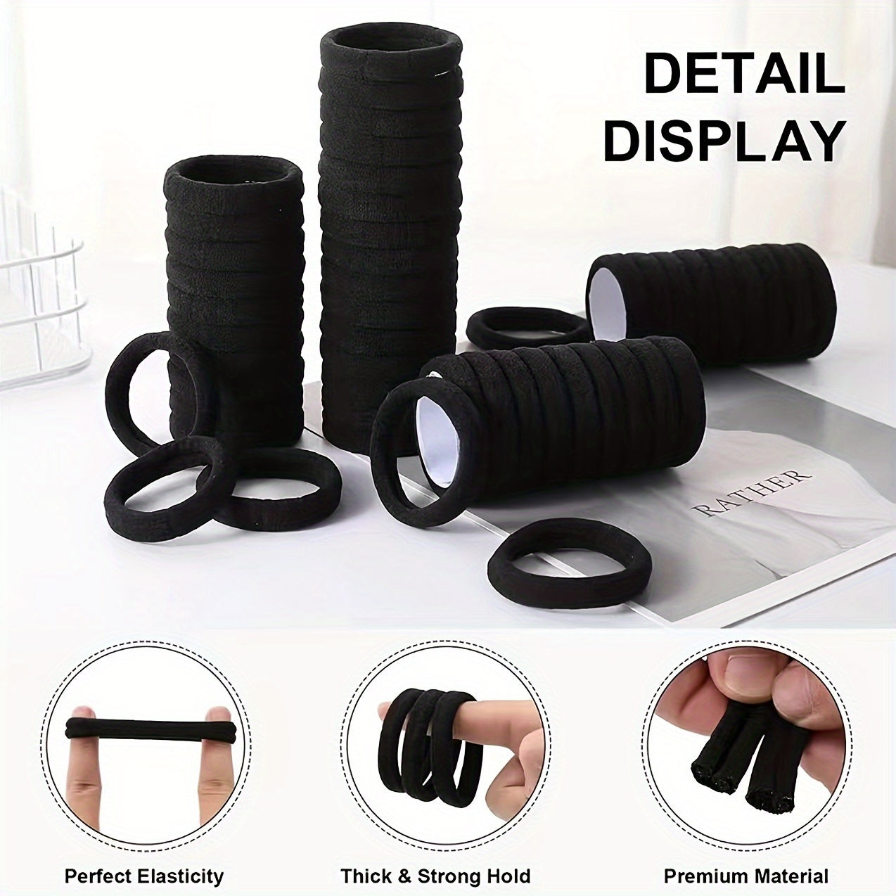 100pcs Seamless Elastic Hair Ties Rubber Hair Bands