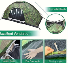 Camouflage Tent For 2 People Outdoor Camping Hiking