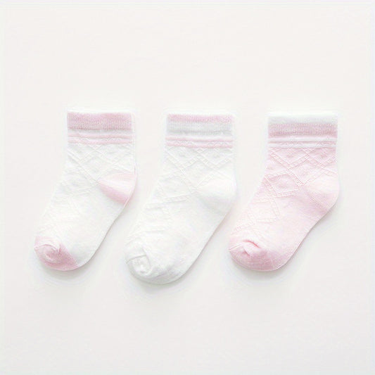 3 Pairs Kids Casual Thin Knit Cotton Socks