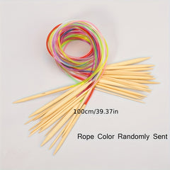 18pcs Bamboo Wood Circular Knitting Needle Set 2mm-10mm Random Halloween Gift