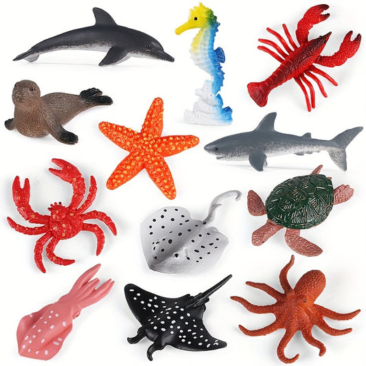 Sea Life Toys Figures 12pcs Mini Underwater Creatures Realistic Educational Toys