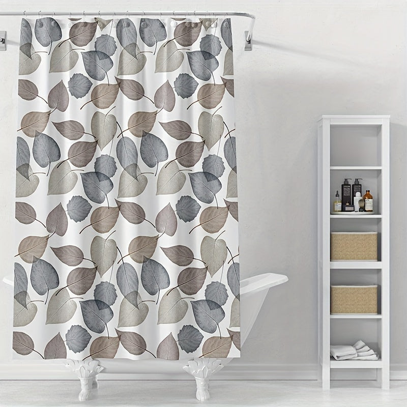 Waterproof Leaves Pattern Shower Curtain