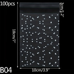 100pcs Self Adhesive Polka Dot Cellophane Cookie Bags