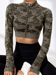 Camo Yoga Jacket High Stretch Slim Fit Activewear