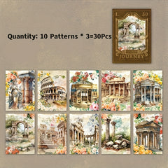 30pcs Vintage World Architecture Landscape Set Clipbook for Diary