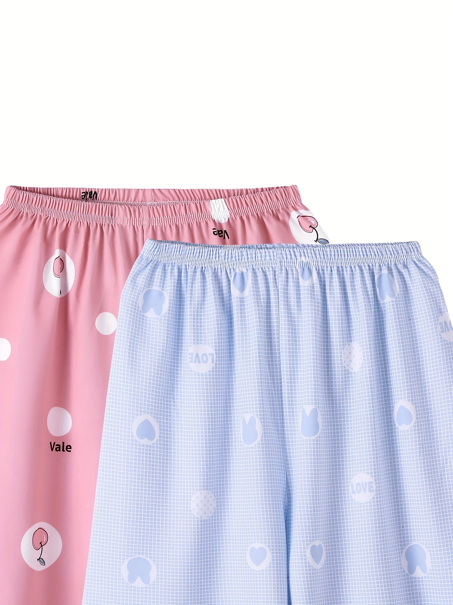 2 Pack Women's Plus Size Peach & Rabbit Print Pajama Bottoms Set
