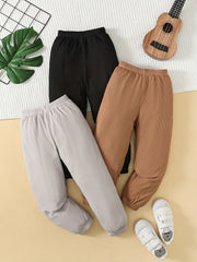 3pcs Girls Cotton Active Jogger Pants Stretch Fit Kid Trousers