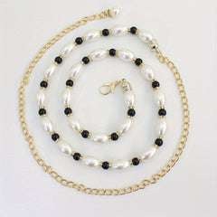 Faux Pearl Chain Belt Metal Waistband Women Dress Girdle