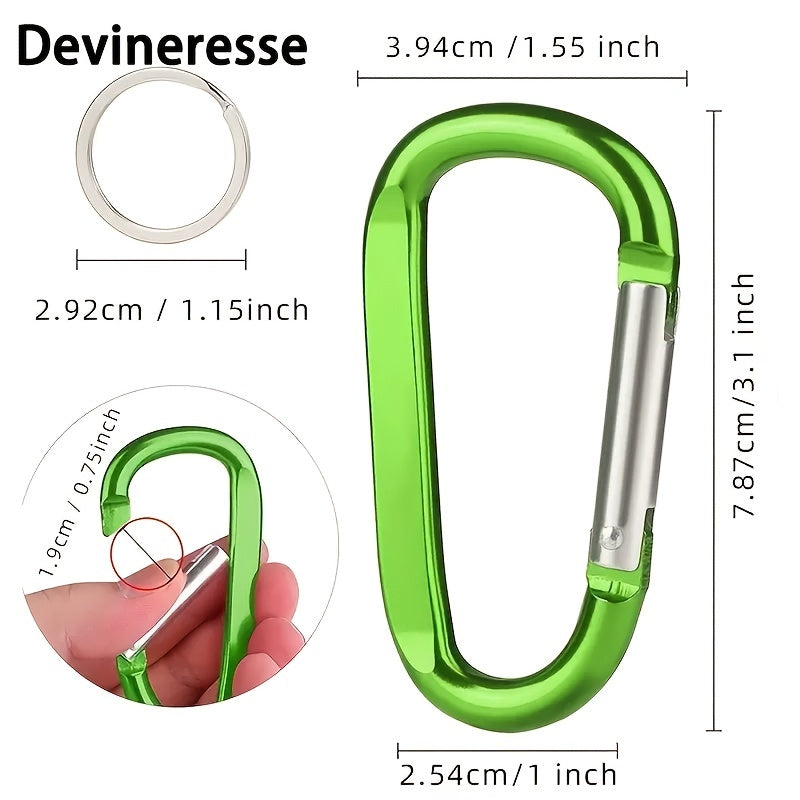 6pcs Carabiner Keychains with D Ring for Camping & Daily Use