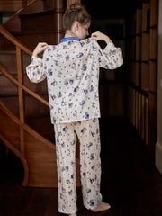 Constellation Print Pajama Set Long Sleeve Top & Elastic Waistband Pants
