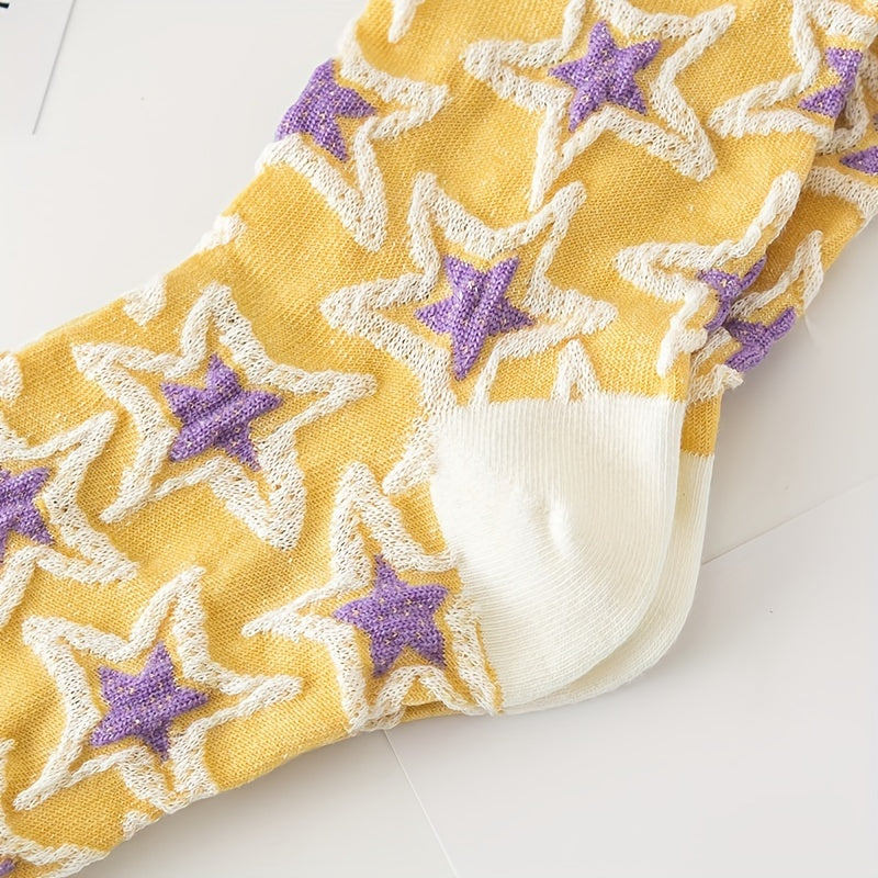 5 Pairs Star Print Socks Women's Stockings